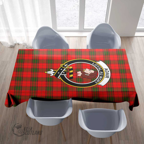 Adair Home Decor - Full Plaid Tartan Crest Rectangle Tablecloth T5