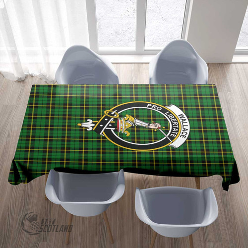 Wallace Hunting - Green Home Decor - Full Plaid Tartan Crest Rectangle Tablecloth T5