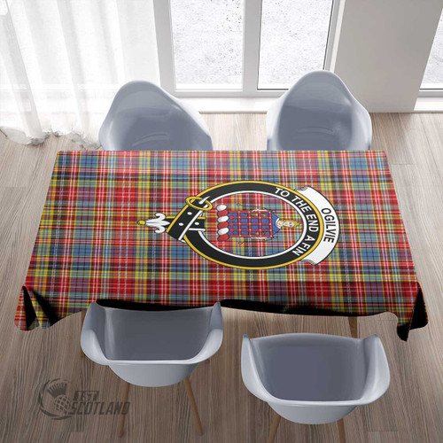 Ogilvie of Airlie Ancient Home Decor - Full Plaid Tartan Crest Rectangle Tablecloth T5