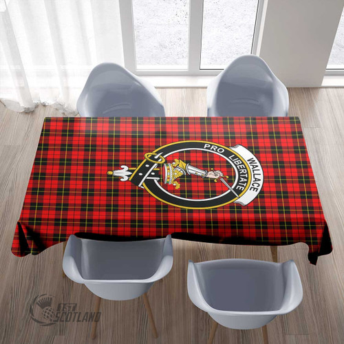 Wallace Hunting - Red Home Decor - Full Plaid Tartan Crest Rectangle Tablecloth T5