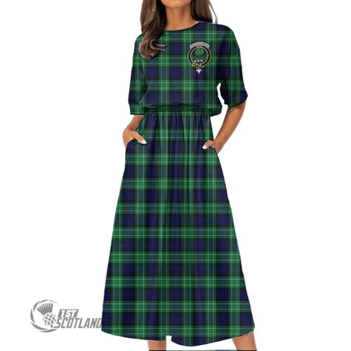 Abercrombie Women Dress - Full Plaid Tartan Crest Elastic Waist Dress A7