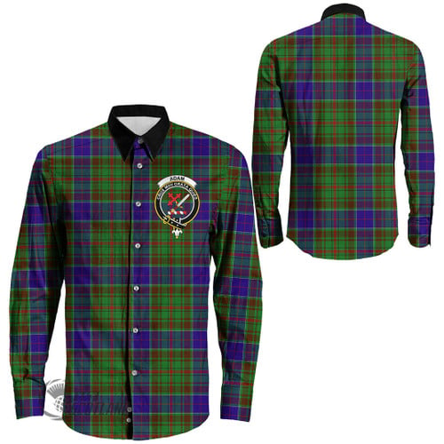 Adam Clothing Top - Full Plaid Tartan Crest Long Sleeve Button Shirt A7
