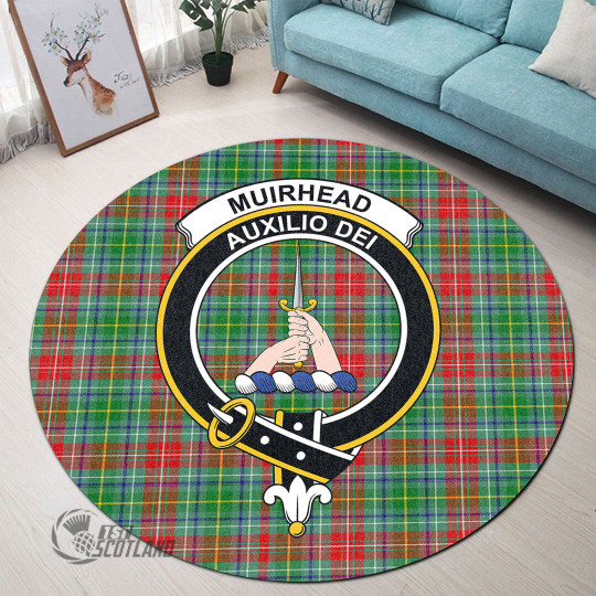 Scottish Muirhead Tartan Crest Round Carpet Full Plaid