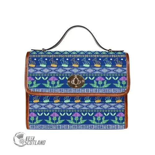 Blue Thistle Pattern - Waterproof Canvas Bag | Special Custom Design