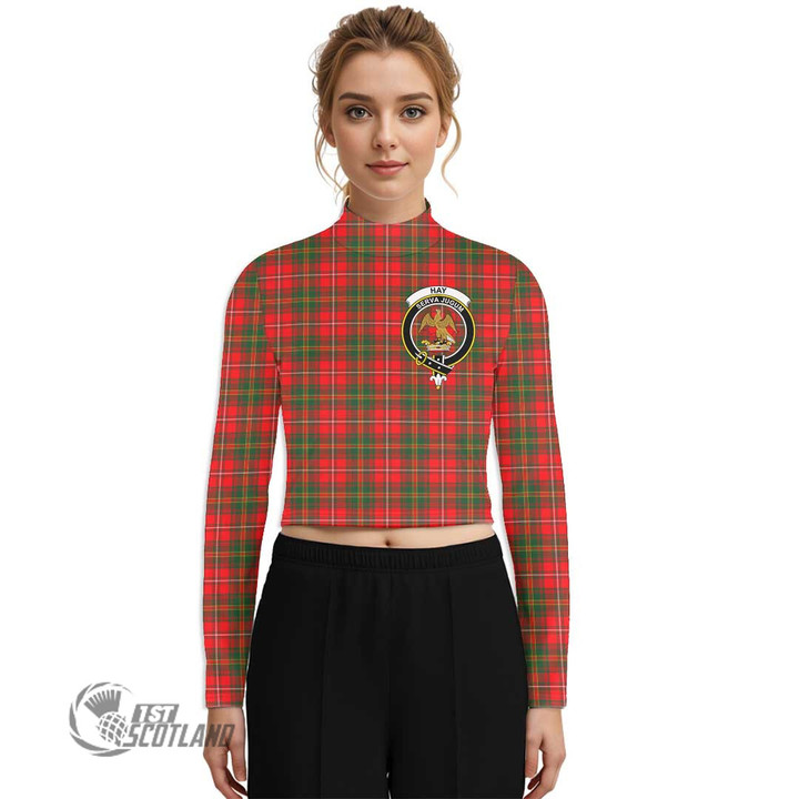 Scottish Hay Modern Tartan Crest Women Long Sleeve Turtleneck T-Shirt Full Plaid
