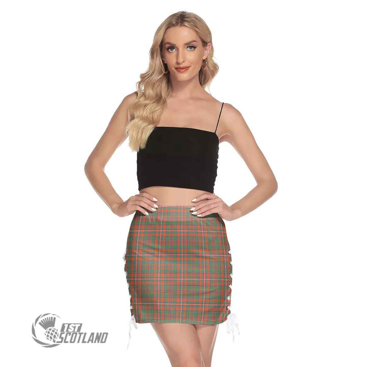 Scottish MacKinnon Ancient Tartan Side Strap Closure Mini Skirt Full Plaid