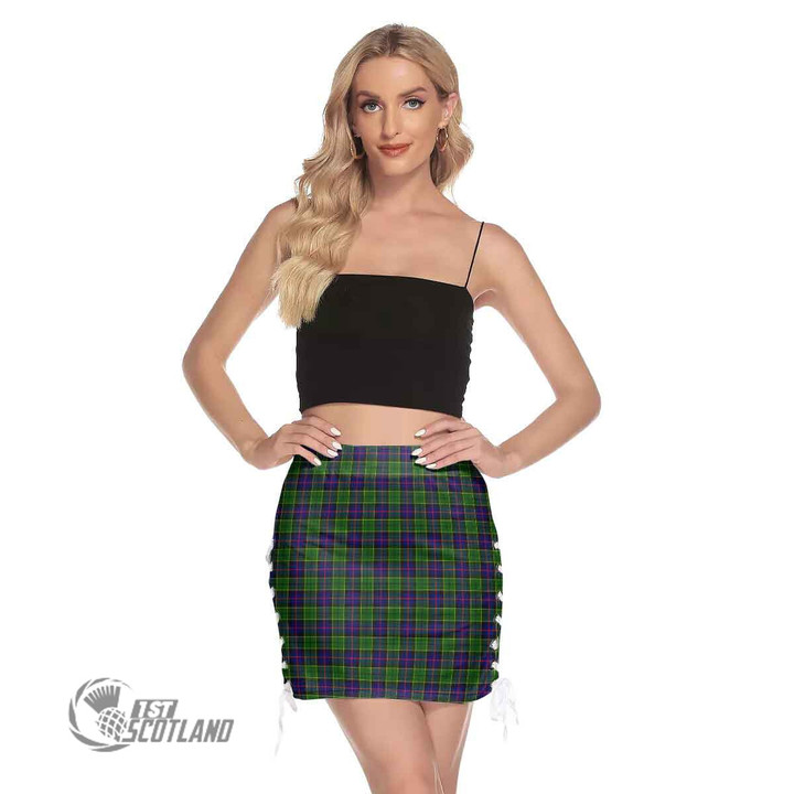 Scottish Forsyth Modern Tartan Side Strap Closure Mini Skirt Full Plaid