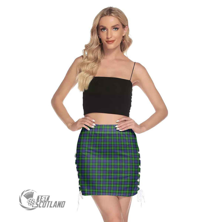 Scottish Gordon Modern Tartan Side Strap Closure Mini Skirt Full Plaid