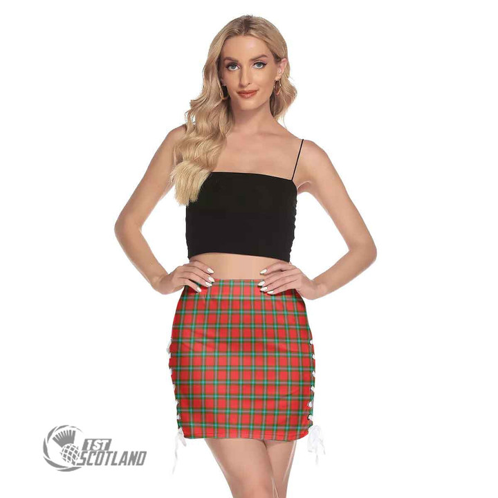Scottish MacLaine of Loch Buie Tartan Side Strap Closure Mini Skirt Full Plaid