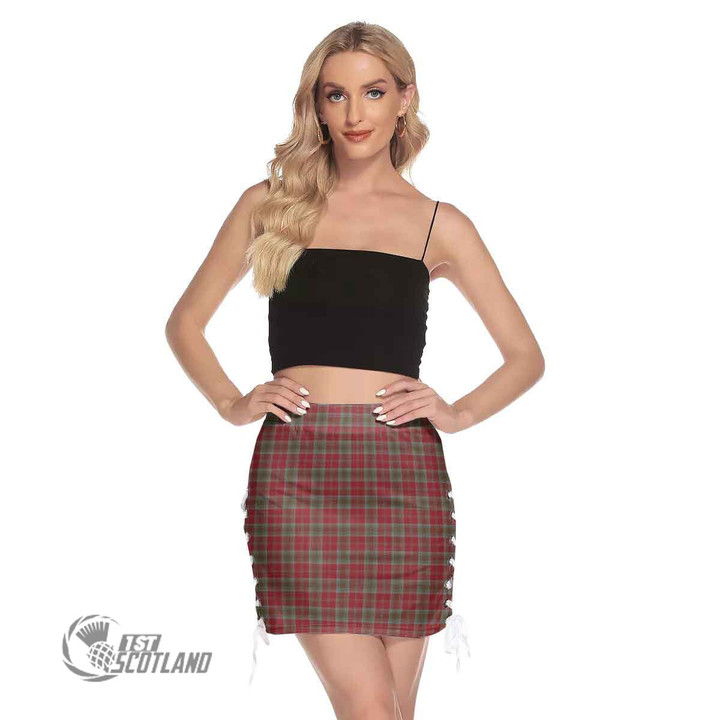 Scottish Lindsay Weathered Tartan Side Strap Closure Mini Skirt Full Plaid
