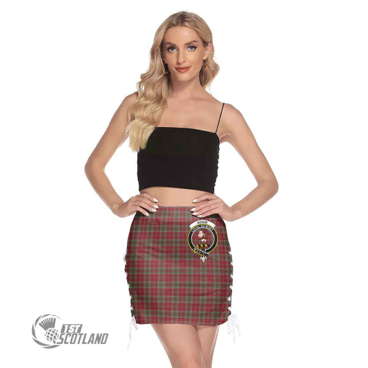 Scottish Lindsay Weathered Tartan Crest Side Strap Closure Mini Skirt Full Plaid