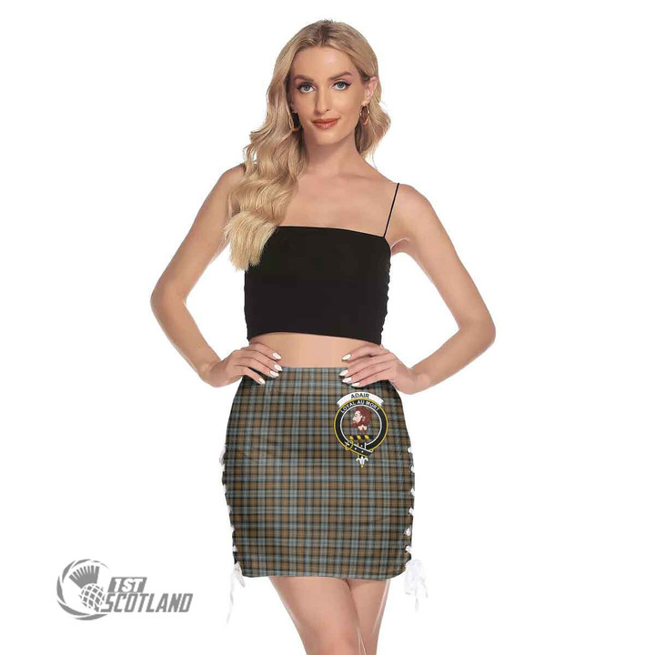 Scottish Gordon Weathered Tartan Crest Side Strap Closure Mini Skirt Full Plaid