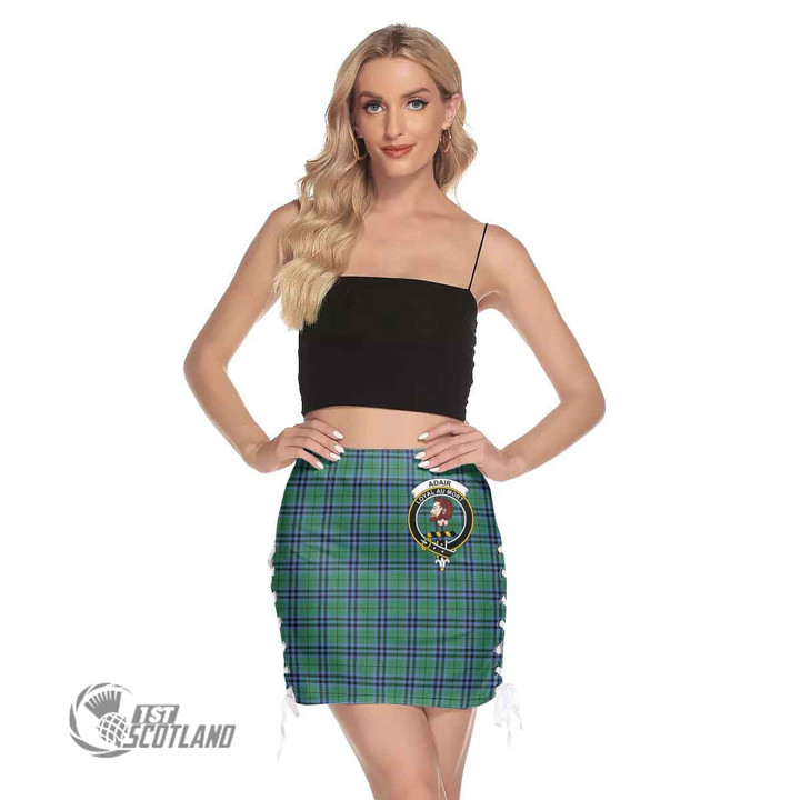 Scottish Keith Ancient Tartan Crest Side Strap Closure Mini Skirt Full Plaid