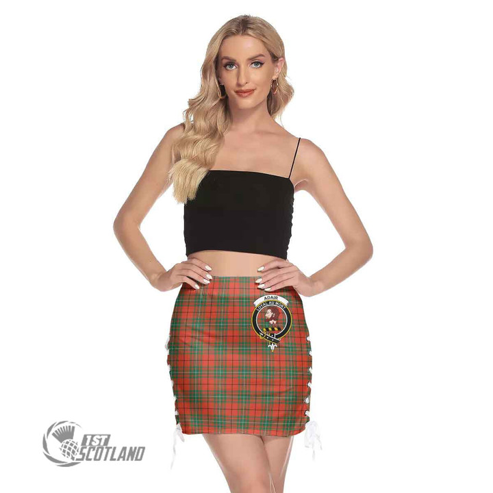 Scottish MacAulay Ancient Tartan Crest Side Strap Closure Mini Skirt Full Plaid