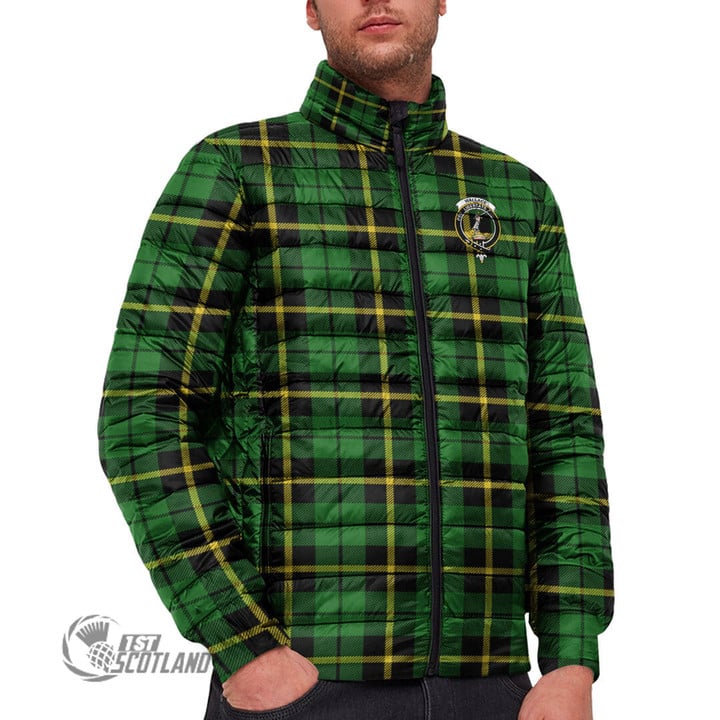 Scottish Wallace Hunting - Green Tartan Crest Padded Jacket Full Plaid