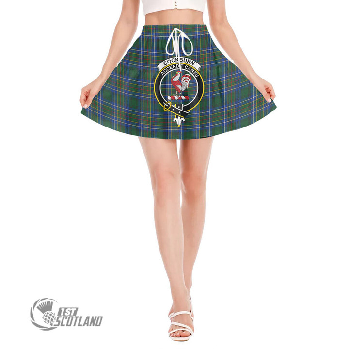 Scottish Cockburn Ancient Tartan Crest Ruffled Mini Skirt Full Plaid