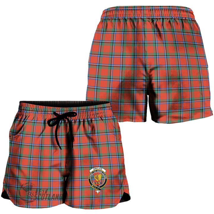 Scottish Sinclair Ancient Tartan Crest Women Shorts Full Plaid