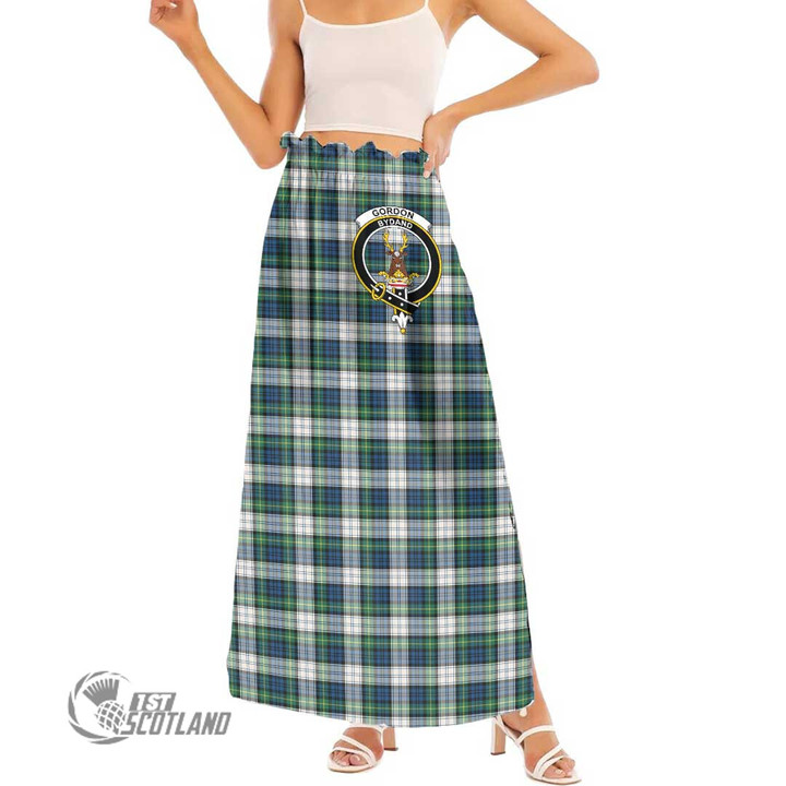 Scottish Gordon Dress Ancient Tartan Crest Side Split Long Skirt Full Plaid