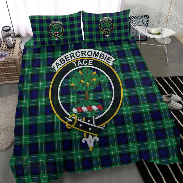 Scottish Abercrombie Tartan Crest Bedding Set Full Plaid