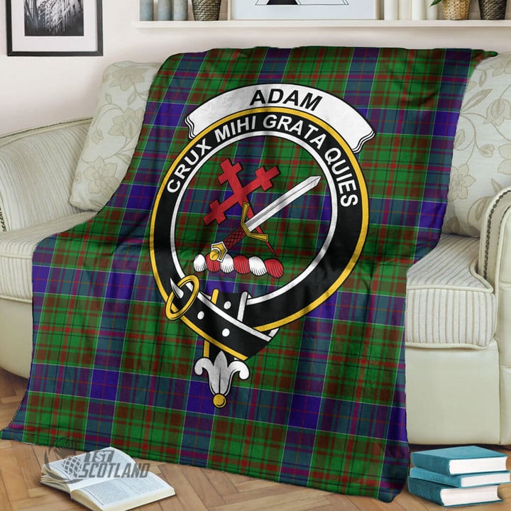 Scottish Adam Tartan Crest Blanket Full Plaid
