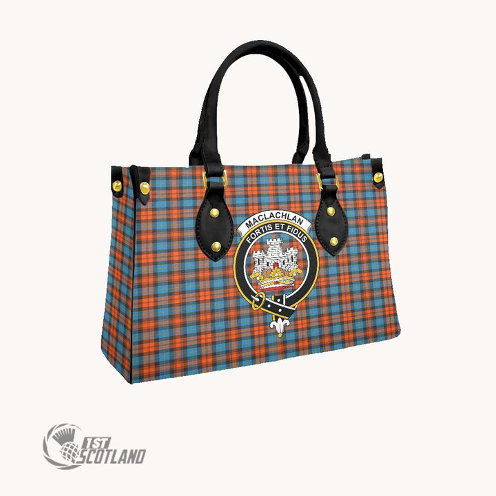 Scottish MacLachlan Ancient Tartan Crest Square Tote Bag Full Plaid