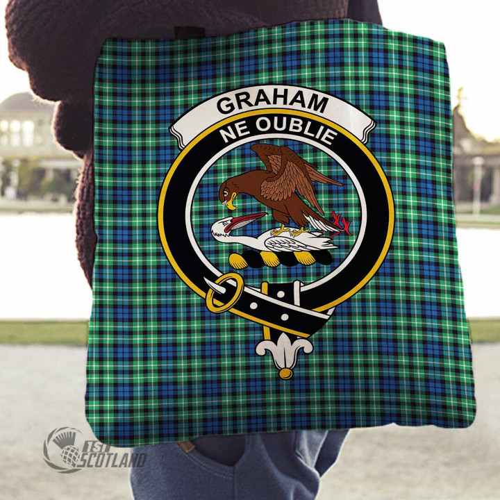 Scottish Graham of Montrose Ancient Tartan Crest Tote Bag Full Plaid