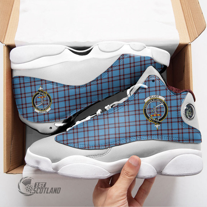 Scottish Elliot Ancient Tartan Crest Sport Shoes J13 Full Plaid
