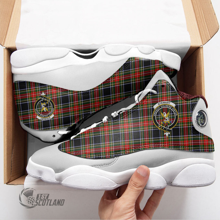 Scottish Stewart Black Tartan Crest Sport Shoes J13 Full Plaid