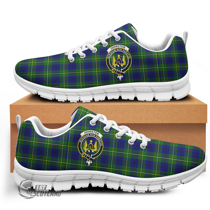 Scottish Johnston Modern Tartan Crest Sneakers Full Plaid