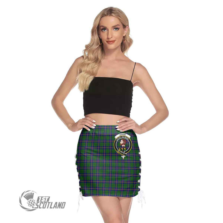 Scottish Carmichael Modern Tartan Crest Side Strap Closure Mini Skirt Full Plaid