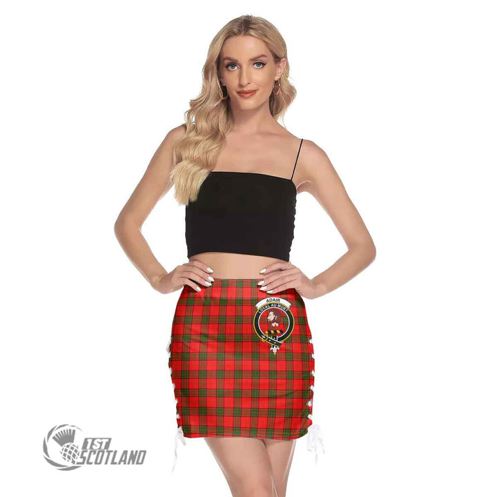 Scottish Maxwell Modern Tartan Crest Side Strap Closure Mini Skirt Full Plaid