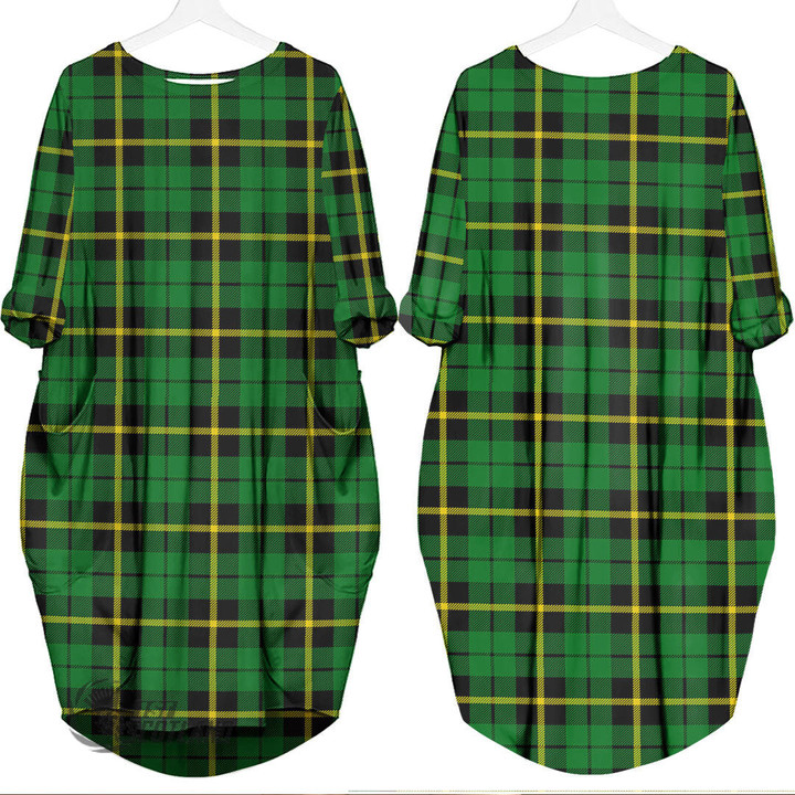 Scottish Wallace Hunting - Green Tartan Batwing Pocket Dress Full Plaid
