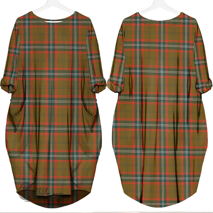 Scottish Seton Hunting Modern Tartan Batwing Pocket Dress Full Plaid