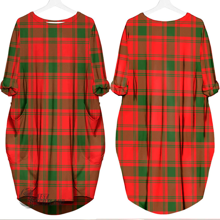Scottish MacQuarrie Modern Tartan Batwing Pocket Dress Full Plaid