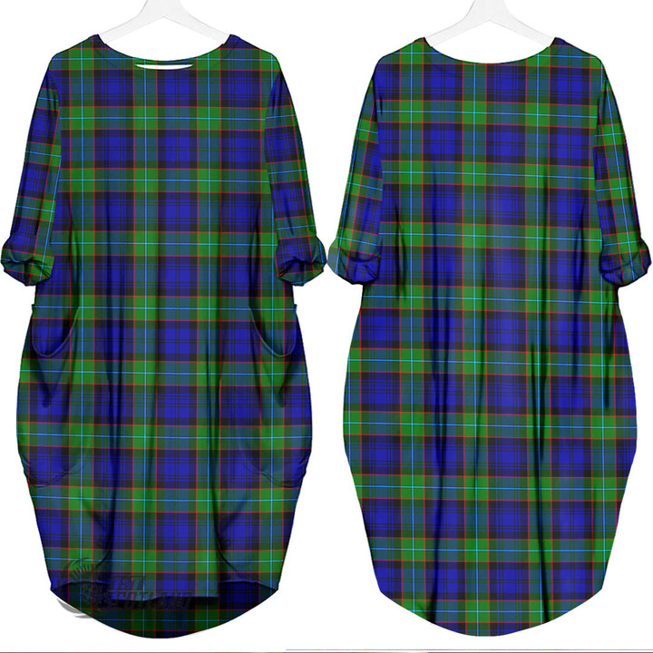 Scottish Sempill Modern Tartan Batwing Pocket Dress Full Plaid