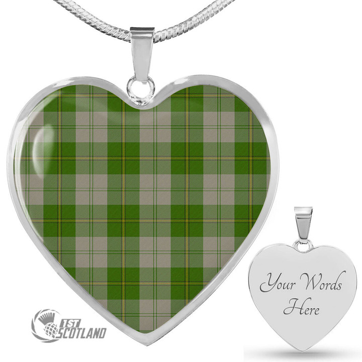 Scottish Cunningham Dress Green Dancers Tartan Heart Necklace Full Plaid
