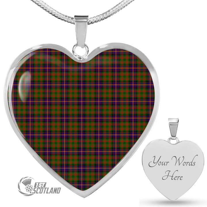 Scottish Cochrane Modern Tartan Heart Necklace Full Plaid