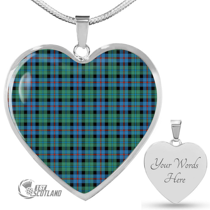 Scottish Campbell of Cawdor Ancient Tartan Heart Necklace Full Plaid