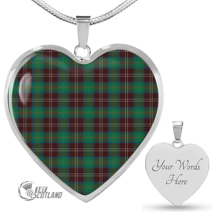 Scottish Chisholm Hunting Ancient Tartan Heart Necklace Full Plaid