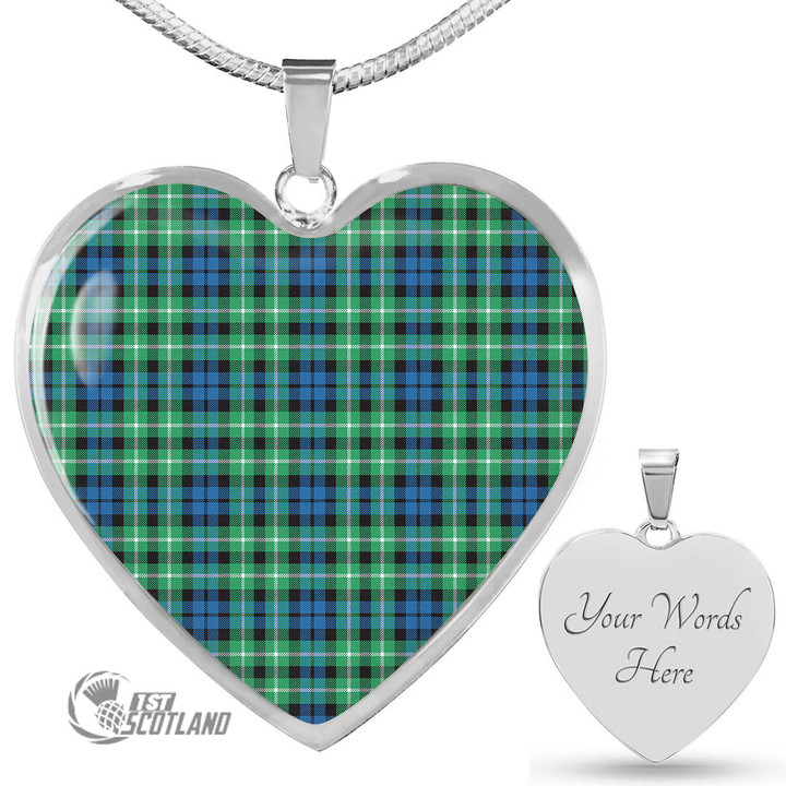Scottish Graham of Montrose Ancient Tartan Heart Necklace Full Plaid