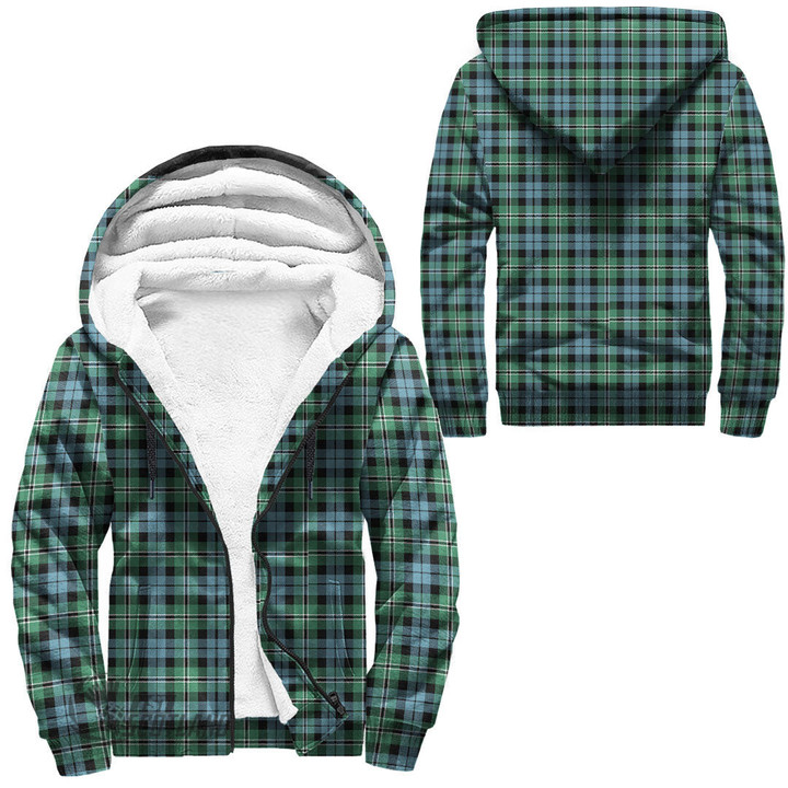Scottish Melville Tartan Sherpa Hoodie Full Plaid