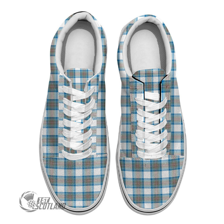 Scottish Stewart Muted Blue Tartan Like Vans Lace Shoes Full Plaid