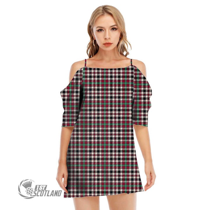 Scottish Borthwick Dress Ancient Tartan Off Shoulder Cami Dress Full Plaid