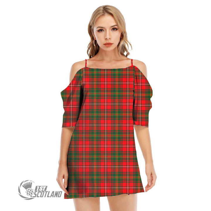 Scottish Hay Modern Tartan Off Shoulder Cami Dress Full Plaid