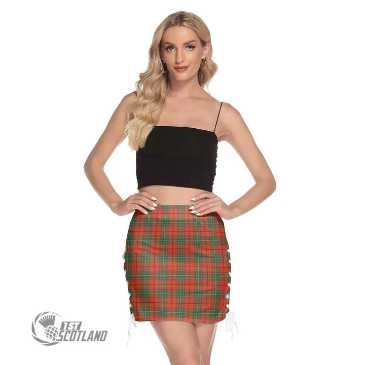 Scottish MacAulay Ancient Tartan Side Strap Closure Mini Skirt Full Plaid