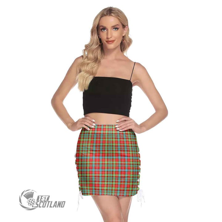 Scottish Ogilvie Tartan Side Strap Closure Mini Skirt Full Plaid