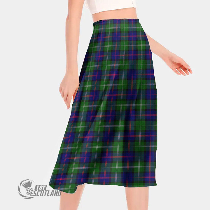 Scottish MacThomas Modern Tartan Long Chiffon Skirt Full Plaid