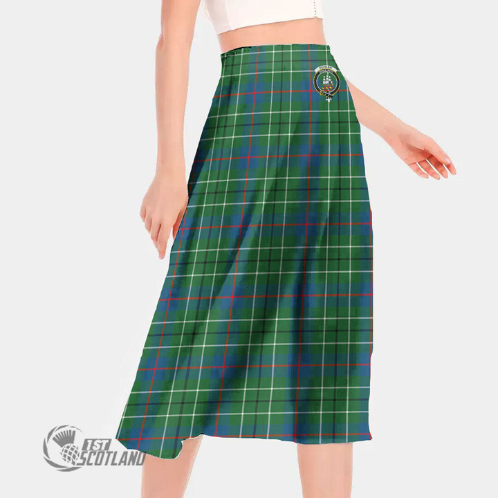 Scottish Duncan Ancient Tartan Crest Long Chiffon Skirt Full Plaid