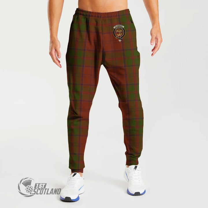 Scottish Drummond Clan Tartan Crest Joggers Full Plaid