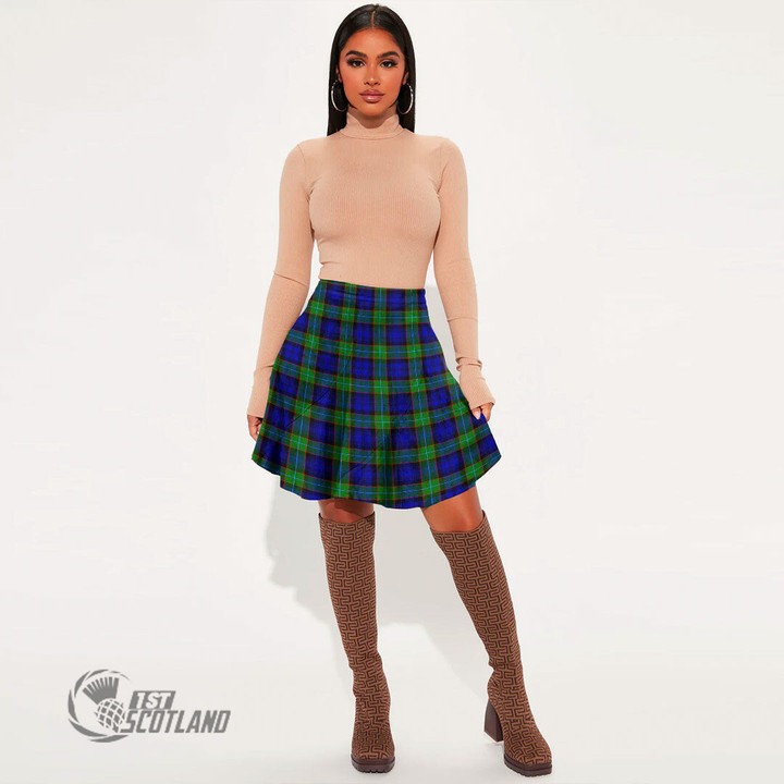Scottish Sempill Modern Tartan Mini Skirt Full Plaid